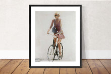 Load image into Gallery viewer, Woman Cycling Painting, Prints, Canvas, Posters, Original art, Commissions, Fine Art - from original oil painting by James Coates