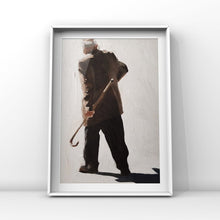 Load image into Gallery viewer, Old man and Cane Painting, Prints, Canvas, Poster, Originals, Commissions, Fine Art - from original oil painting by James Coates