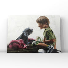 Load image into Gallery viewer, Boy and dog - Painting - Poster - Wall art - Canvas Print - Fine Art - from original oil painting by James Coates