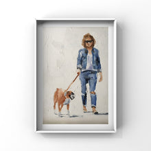 Load image into Gallery viewer, Woman and Boxer Dog Painting, Prints, Canvas, Posters, originals, Commissions, Fine Art - from original oil painting by James Coates