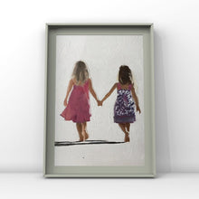 Load image into Gallery viewer, Siblings , best friends - Painting - Poster - Wall art - Canvas Print - Fine Art - from original oil painting by James Coates