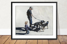 Load image into Gallery viewer, Family dog walk Painting, Prints, Canvas, Posters, Originals, Commissions - Fine Art - from original oil painting by James Coates