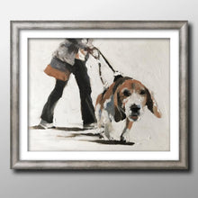 Load image into Gallery viewer, Dog walking human - Painting - Dog art - Dog Print - Fine Art - from original oil painting by James Coates