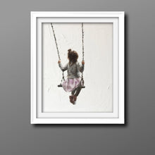 Load image into Gallery viewer, Girl swinging Painting - Poster - Wall art - Canvas Print - Fine Art - from original oil painting by James Coates