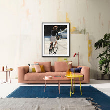 Load image into Gallery viewer, Woman cycling Painting, cycling poster, Wall art, Canvas Print, Fine Art - from original oil painting by James Coates