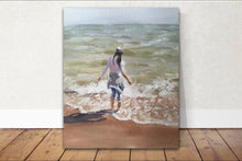 Load image into Gallery viewer, Girl on beach Painting, Prints, Posters, Originals, Commissions, Fine Art - from original oil painting by James Coates