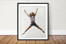 Load image into Gallery viewer, Girl Jumping for Joy, girl Painting, Wall art, Canvas Print - Fine Art - from original oil painting by James Coates