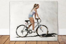 Load image into Gallery viewer, Girl cycling Painting, Prints, Posters, Originals, Commissions, Wall art, Fine Art - from original oil painting by James Coates