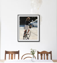 Load image into Gallery viewer, Woman cycling Painting, cycling poster, Wall art, Canvas Print, Fine Art - from original oil painting by James Coates
