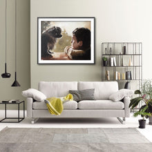 Load image into Gallery viewer, Boy and cat - Painting - Poster - Wall art - Canvas Print - Fine Art - from original oil painting by James Coates