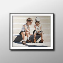 Load image into Gallery viewer, Siblings, friends - Painting - Poster - Wall art - Canvas Print - Fine Art - from original oil painting by James Coates