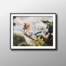 Load image into Gallery viewer, Girl on swing - Painting - Poster - Wall art - Canvas Print - Fine Art - from original oil painting by James Coates