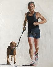 Load image into Gallery viewer, Man and Dog Painting, Dog art ,running Print, Fine Art - from original oil painting by James Coates