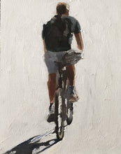 Load image into Gallery viewer, Man cycling -Bicycle Painting - Cycling art - Cycling Poster - Cycling Print - Fine Art - from original oil painting by James Coates