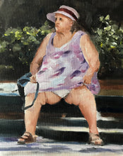 Load image into Gallery viewer, Woman on bench Painting, woman Wall art, woman Canvas Print, Woman Fine Art - from original oil painting by James Coates