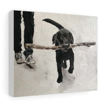 Load image into Gallery viewer, Black Labrador Puppy Painting, PRINT, Canvas, Dog art, Fine Art - from original oil painting by James Coates