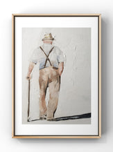 Load image into Gallery viewer, Old man Painting, Old man with cane Poster, man with cane Wall art , Canvas Print - Fine Art - from original oil painting by James Coates
