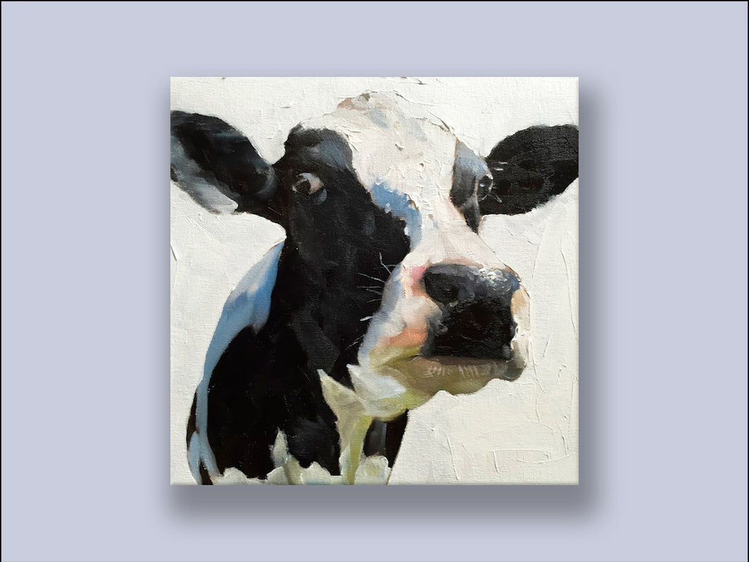 Black and White Cow - Canvas Wall Art Print