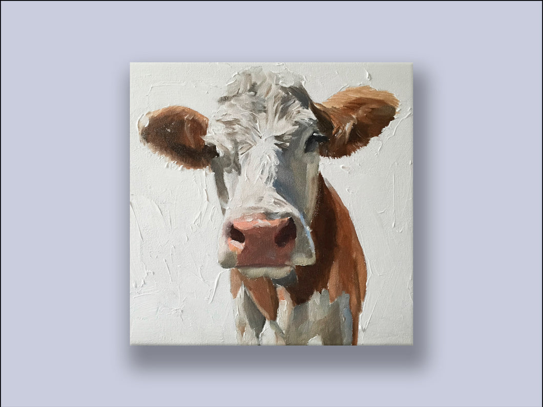 Brown and White Cow - Canvas Wall Art Print