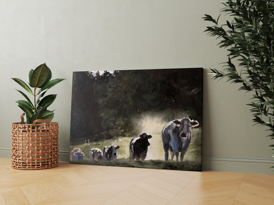 Cows at Dawn - A2 Canvas Print