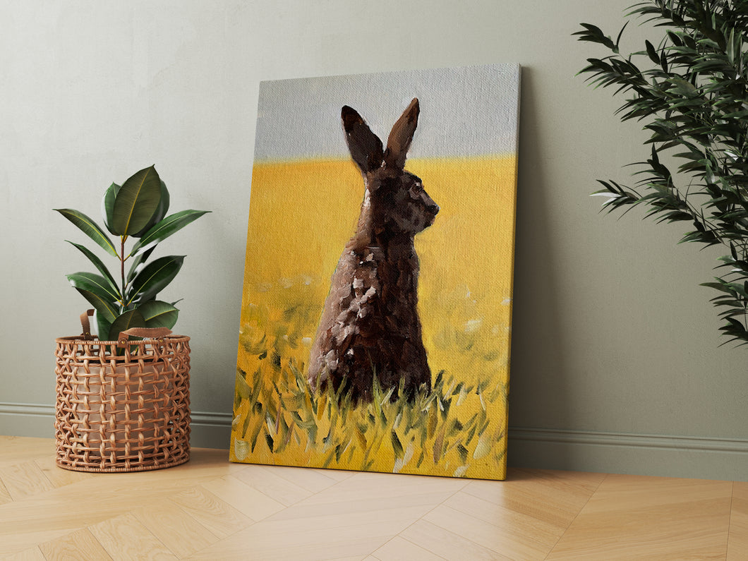 Hare in Field - A2 Canvas Print
