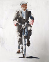 Load image into Gallery viewer, Man Cycling Painting, Prints, Posters, Originals, Commissions, Fine Art - from original oil painting by James Coates
