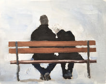 Load image into Gallery viewer, Love on a Bench Painting, Print, Canvas, Posters, Originals, Commissions, Fine Art - from original oil painting by James Coates
