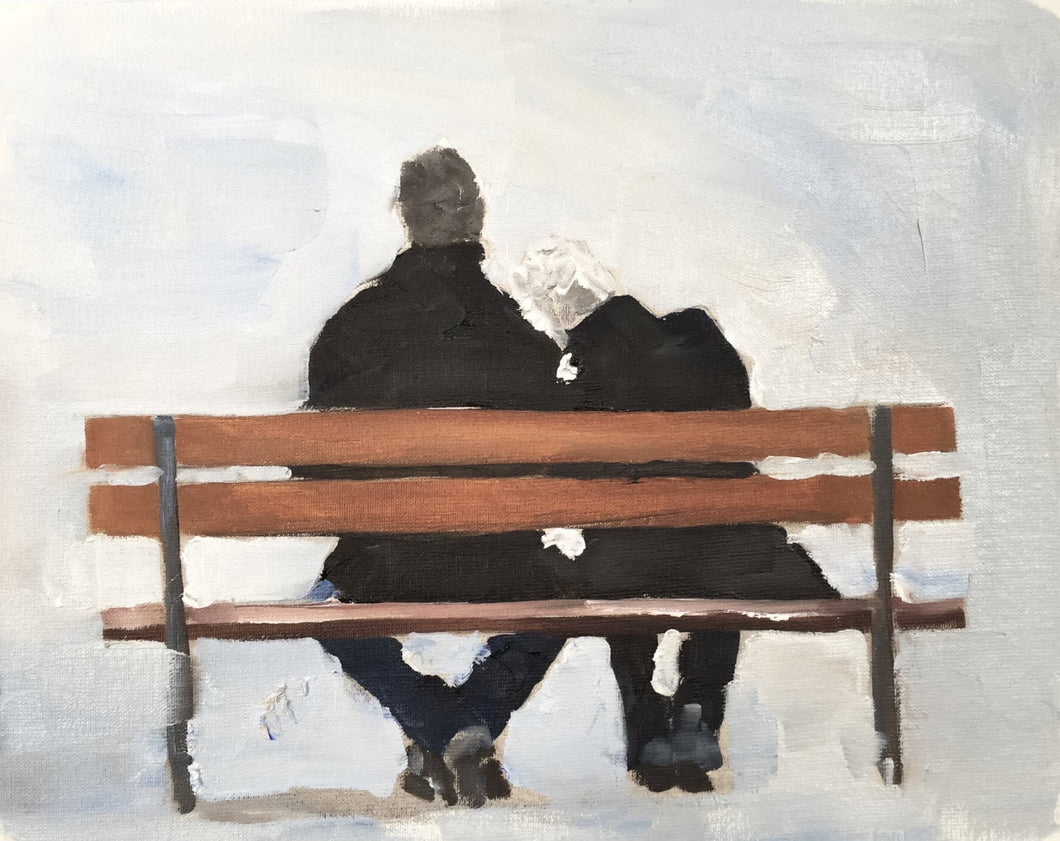 Love on a Bench Painting, Print, Canvas, Posters, Originals, Commissions, Fine Art - from original oil painting by James Coates