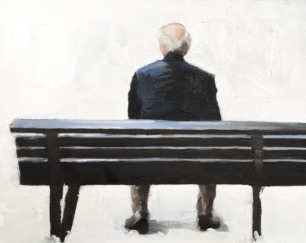 Man on bench - Painting - Poster - Wall art - Canvas Print - Fine Art - from original oil painting by James Coates