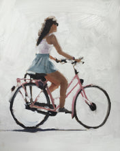 Load image into Gallery viewer, Girl Cycling Painting, Prints, Posters, Originals, Commissions - Fine Art - from original oil painting by James Coates
