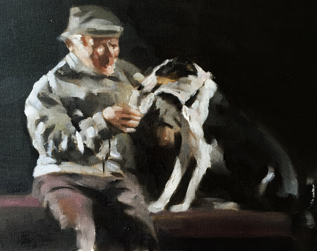 Man and Dog Painting , Prints, Posters, Originals, Commissions, Fine Art - from original oil painting by James Coates