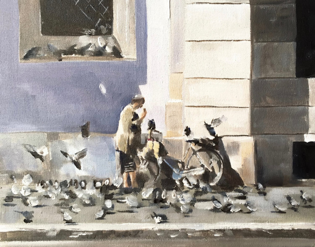 Pigeons - Painting - Poster - Wall art - Canvas Print - Fine Art - from original oil painting by James Coates