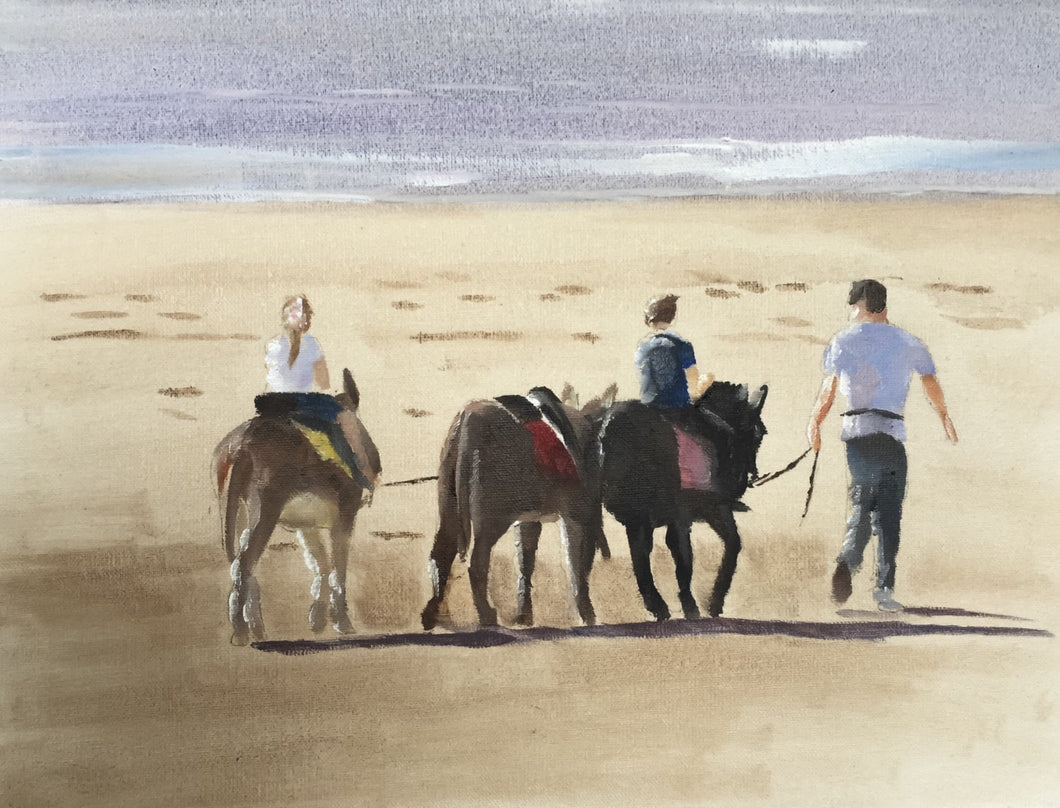 Children riding Donkey Painting , Prints, Canvas, Posters, Originals, Commissions- Fine Art - from original oil painting by James Coates