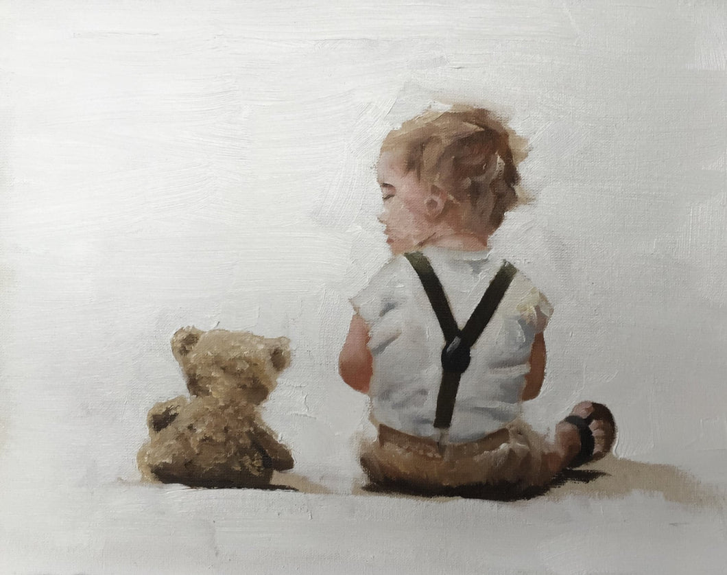 Baby and bear - Painting - Poster - Wall art - Canvas Print - Fine Art - from original oil painting by James Coates