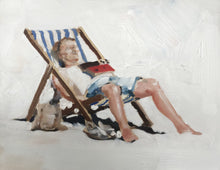 Load image into Gallery viewer, Relaxing in deck chair Painting, Paper Prints ,Canvas Print, Commissions, Fine Art - from original oil painting by James Coates
