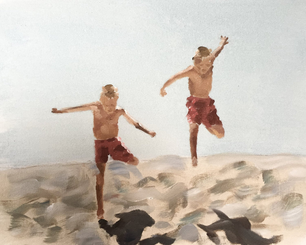 Boys playing Painting, Poster, Print, commissions, fine art - Wall art , from original oil painting by James Coates