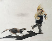 Load image into Gallery viewer, Boy and his cat Painting, PRINT, Canvas, Poster, Commissions, Fine Art - from original oil painting by James Coates
