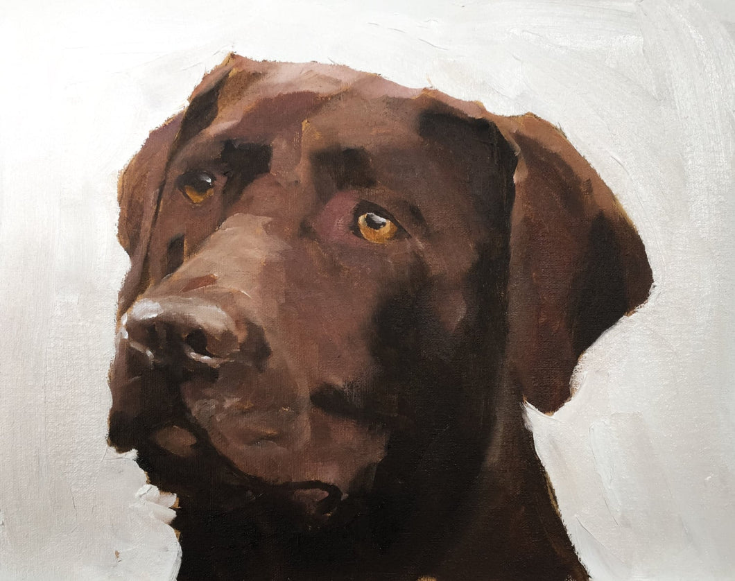 Chocolate Labrador Dog Painting - Dog art - Dog Print - Fine Art - from original oil painting by James Coates