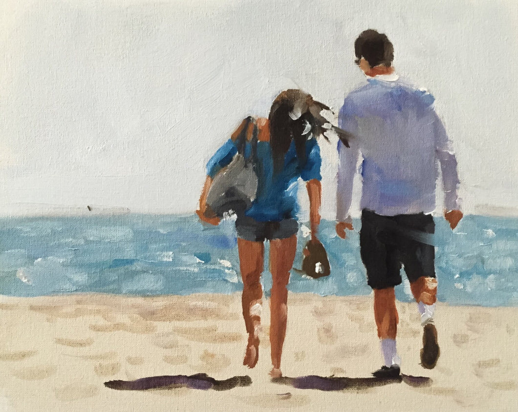 Walk on Beach Love Painting, print, Canvas, Posters, Originals, Commissions - Fine Art - from original oil painting by James Coates