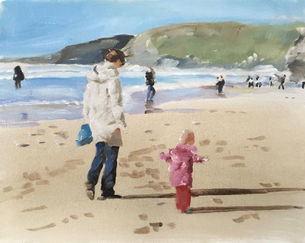 Family Beach Painting, Prints, Posters, Canvas, Originals, Commissions, Fine Art - from original oil painting by James Coates