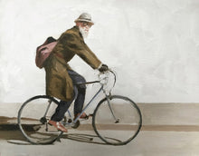 Load image into Gallery viewer, Man cycling painting, Prints, Canvas, Posters, Originals, Commissions - Fine Art - from original oil painting by James Coates

