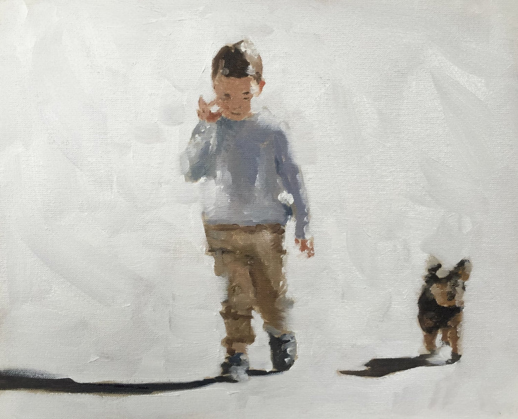 Little Boy and his dog Painting, Prints, Canvas, Posters, Originals, Commissions - Fine Art - from original oil painting by James Coates