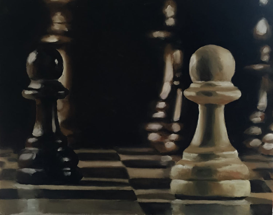 Chess game Painting - Still life art - Canvas and Paper Prints - Fine Art from original oil painting by James Coates