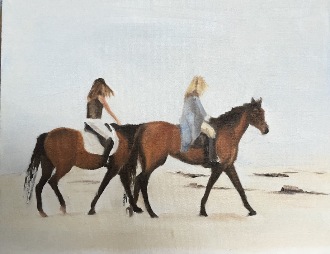 Horse riding on beach - Painting Beach art - Beach Prints - Fine Art - from original oil painting by James Coates