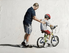 Load image into Gallery viewer, Father and son Bicycle Painting, family art, family Poster, Cycling Print - Fine Art - from original oil painting by James Coates
