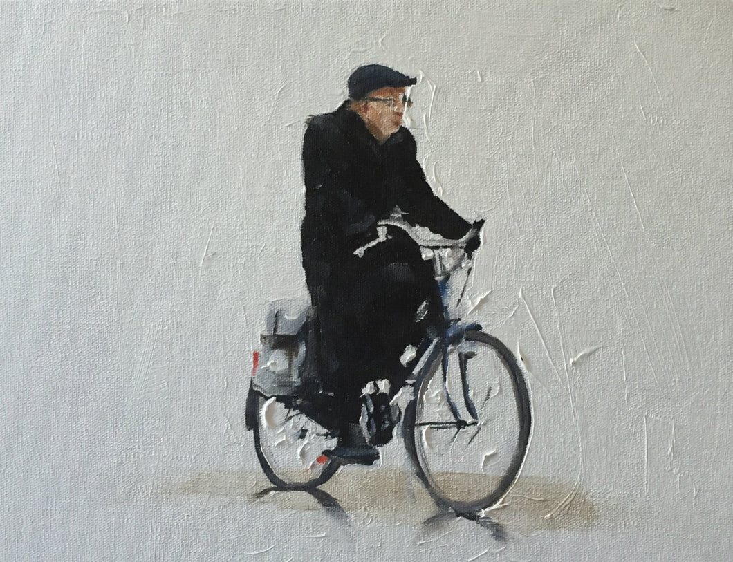 Man Cycling Painting, Prints, Canvas, Poster , Original, Commission, Fine Art - from original oil painting by James Coates