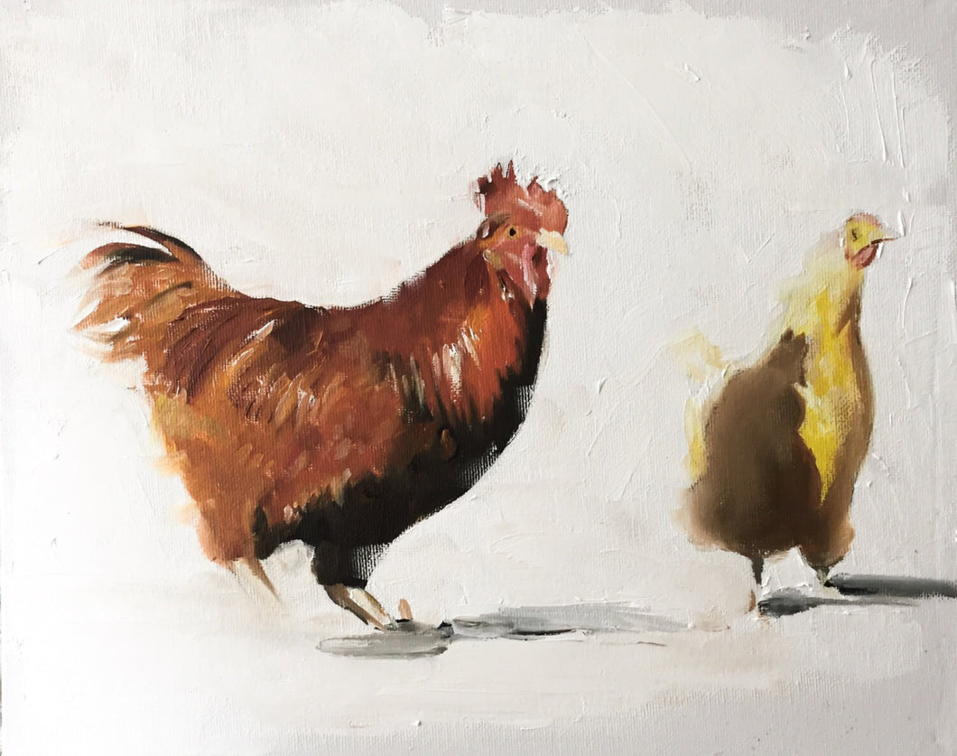 Chickens Painting, Chickens Poster, Chicken Wall art, Chicken Canvas Print - Fine Art - from original oil painting by James Coates
