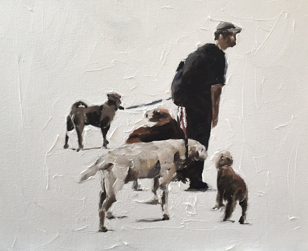 Walking the dogs - Painting  -Dog art - Dog Prints - Fine Art - from original oil painting by James Coates