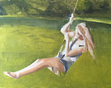 Load image into Gallery viewer, Girl swinging Painting, PRINTS, Canvas, Poster, Commissions, Professional art, Fine Art - from original oil painting by James Coates
