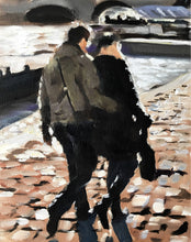 Load image into Gallery viewer, Couple walking by the river Painting, Poster, Prints, Originals, commissions,Fine Art - from original oil painting by James Coates
